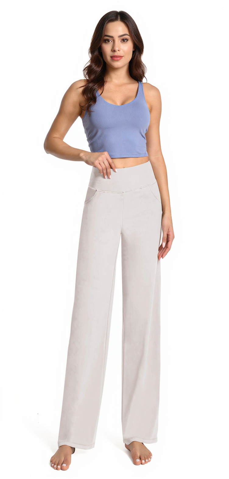 Wide-Leg Yoga Pants in Light Khaki — The Road Trip Edit style look